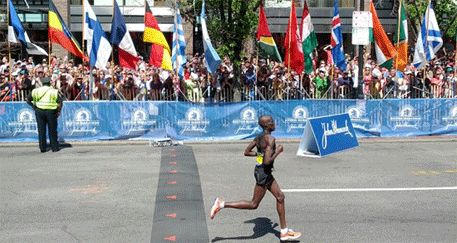 Bib Tag Beats The Heat At the 2012 Boston Marathon